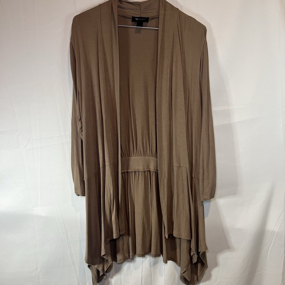 AB Studio Women's XL Brown 3/4 Sleeve Lightweight Open Shrug Cardigan X-Large